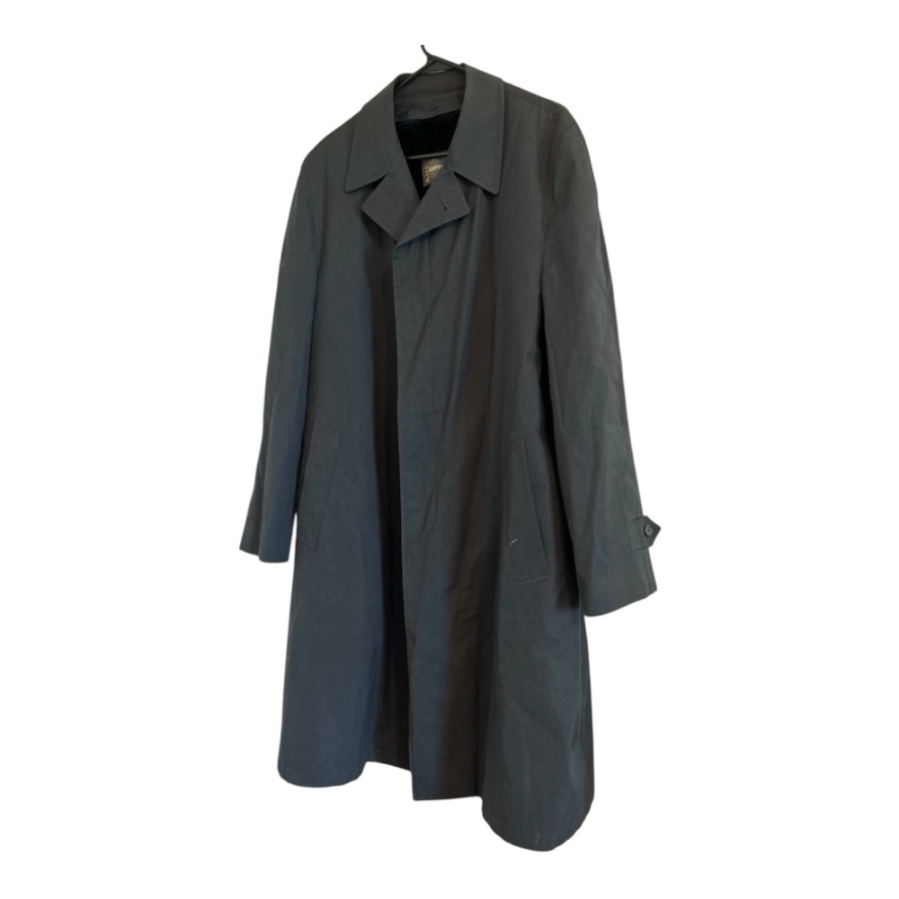 Kuppenheimer Trench Coat Mens Size 44R Navy Lined Single Breasted Notch Lapel